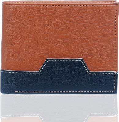 

wildedge Men Casual Tan, Blue Artificial Leather Wallet(6 Card Slots), Tan & black