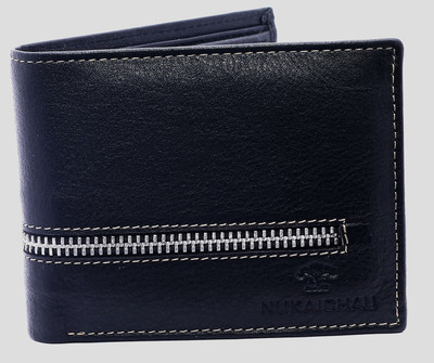 

NUKAICHAU Men Casual Blue Genuine Leather Wallet(8 Card Slots), Black