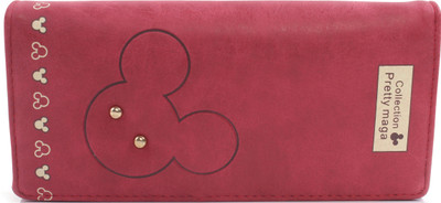 b4bags Girls Casual Red Artificial Leather Wallet(4 Card Slots), Dark pink
