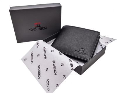 

SHDESIGNS Men Black Genuine Leather Wallet(2 Card Slots)