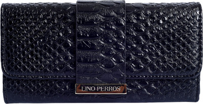 

Lino Perros Women Casual Blue Artificial Leather Wallet(2 Card Slots), Black