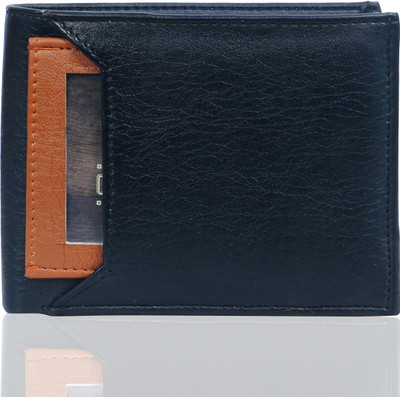 SAMTROH Men Casual Black Artificial Leather Card Holder(6 Card Slots), Black & tan