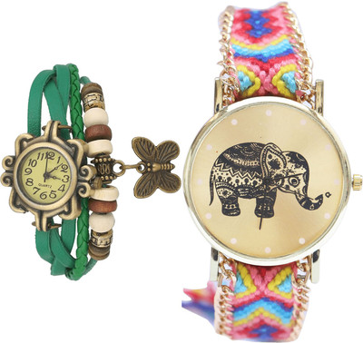 

NEUTRON Latest High Quality Butterfly And Elephant Green And Multi Color Color Combo Watch (G60-G157) For Girls And Women Watch - For Girls