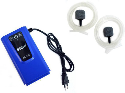 

Sobo Aquarium Air Pump SB-138 I Output: 2x5 L/min I Latest Design I High Quality Air Aquarium Pump with Double outlet. WITH TWO AIR STONES AND AIR TUBE Air Aquarium Pump(205 cm)