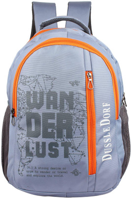 

Dussledorf Grey Laptop Backpack 24 L Laptop Backpack(Grey), Grey and orange
