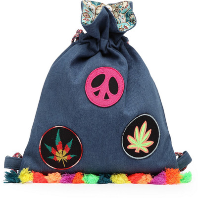 

The House of Tara Canvas Patch Print Slim 2 L Backpack(Blue), Denim blue