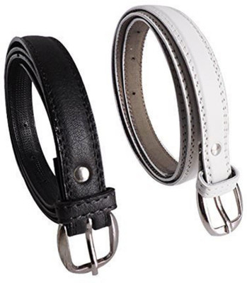 

PINKIT Women Casual Black, White Genuine Leather Belt, Multicolor