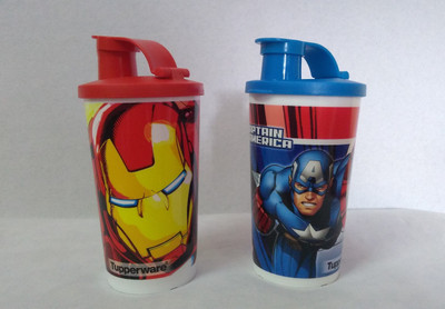 

Tupperware Invincible & Captain America 355 Sipper(Pack of 2, Multicolor), Blue;yellow