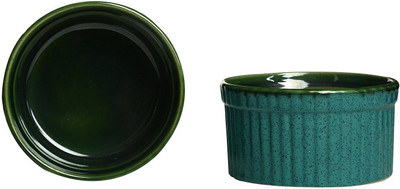 

caffeine Dessert Serving in Matte SeaGreen & Glossy Green Ramekins (Set of 2) Ceramic Bowl Set(Multicolor, Pack of 2)