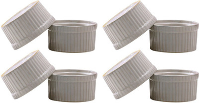 

caffeine Dessert Serving Bowl Ceramic/Stoneware in Glossy White Ramekins (Set of 8) Handmade Stoneware, Ceramic Bowl Set(White, Pack of 8)