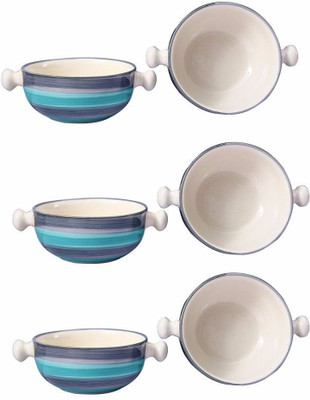 

caffeine Dining Nod Bowl Ceramic/Stoneware in Teal Illusion Handmade Stoneware Bowl Set(Blue, Pack of 6)