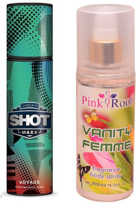 

Pink Root VANITY FEMME MIST WITH LAYER'R SHOT MAXX VOYAGE(Set of 2)