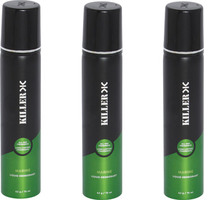 

Killer MARINE-COMPACT STNDRD GRN Deodorant Spray - For Men(75 ml, Pack of 3)