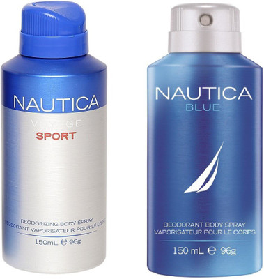 

Nautica Voyage Sport & Blue Deodorant Spray - For Men(300 ml, Pack of 2)