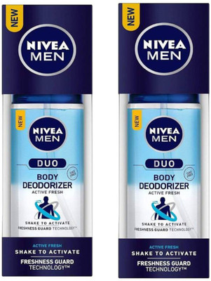 

Nivea MEN DUO ACTIVE FRESH BODY DEODORIZER 100 ML Deodorant Spray - For Men & Women(100 ml, Pack of 2)