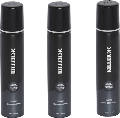 

Killer WAVE-COMPACT STNDRD GRY Deodorant Spray - For Men(75 ml, Pack of 3)