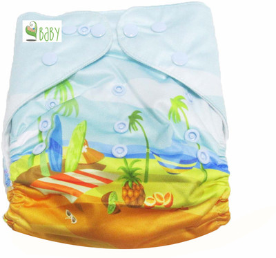 

VBaby Beach Cloth REUSABLE Nappy Organic Fabric Washable, Premium Adjustable Cloth With 1 Cotton Insert Lining 0-2 Years - M