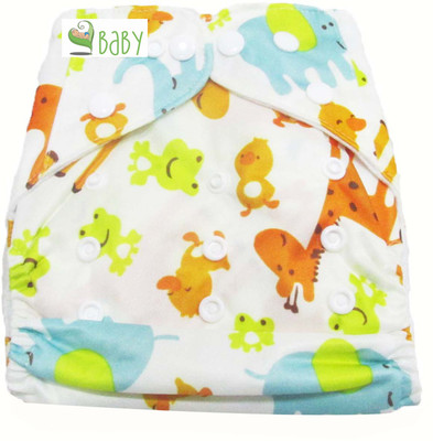 

VBaby Animal Cloth REUSABLE Nappy Organic Fabric Washable, Premium Adjustable Cloth With 1 Cotton Insert Lining 0-2 Years - M