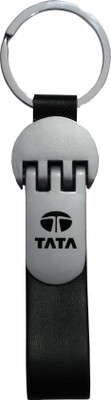 

Hims Leather & Metal TATA Logo Key Ring (Black) for TATA car Key Chain