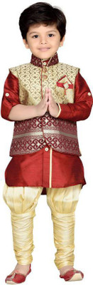 

AJ Dezines Boys Festive & Party Kurta, Waistcoat and Pyjama Set(Maroon Pack of 1