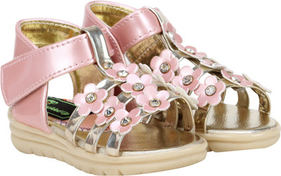 

Buckled Up Girls Velcro Strappy Sandals(Pink