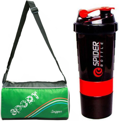 

Snipper Combo of Sport Bag Green And Red Spider shaker Gym & Fitness Kit