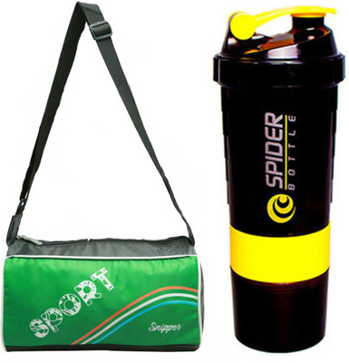 

Snipper Combo of Sport Bag Green And Yellow Spider shaker Gym & Fitness Kit