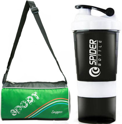 

Snipper Combo of Sport Bag Green And White Spider shaker Gym & Fitness Kit