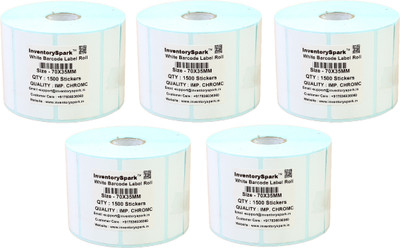 

InventorySpark 70X35MM Barcode Pack of 5 Self-adhesive Paper Label(White)