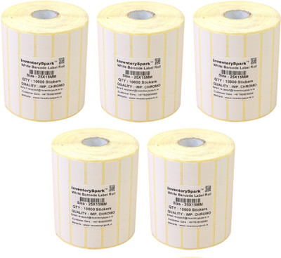 

InventorySpark 25X15MM Barcode Label Pack of 5 Self-adhesive Paper Label(White)
