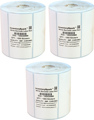 

InventorySpark 100X50MM Barcode Label Pack of 3 Self-adhesive Paper Label(White)