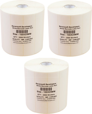 Sevensoft Developers 100X25MM Barcode Label Set of 3 Self-adhesive Paper Label(White)