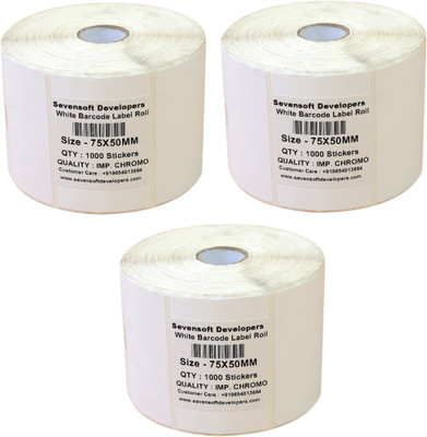 

Sevensoft Developers 75X50MM Barcode Label Set of 3 Self-adhesive Paper Label(White)