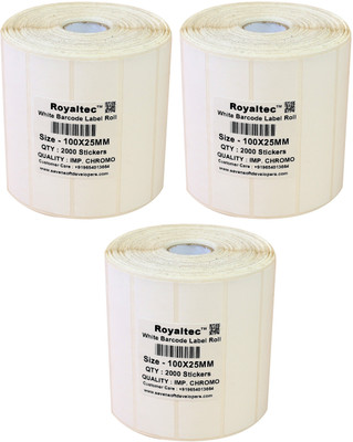 

Royaltec 100X25MM Barcode Label Set of 3 Self-adhesive Paper Label(White)