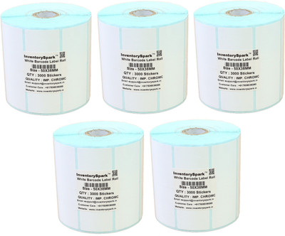 

InventorySpark 50X38MM Barcode Label Pack of 5 Self-adhesive Paper Label(White)