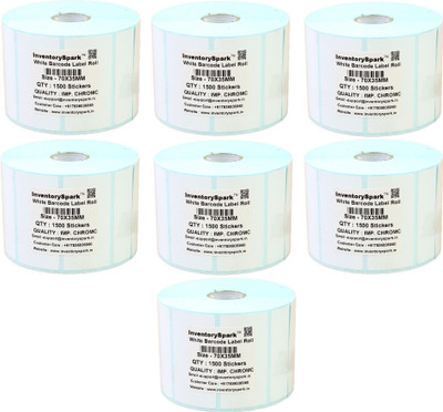 

InventorySpark 70X35MM Barcode Roll Pack of 7 Self-adhesive Paper Label(White)