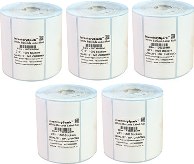 

InventorySpark 100X50MM Barcode Set of 5 Self-adhesive Paper Label(White)