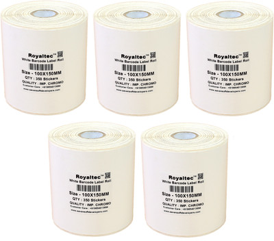 

Royaltec 100X150MM Barcode Label Set of 5 Self-adhesive Paper Label(White)