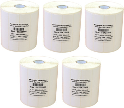 

Sevensoft Developers 50X25MM Barcode Label Set of 5 Self-adhesive Paper Label(White)