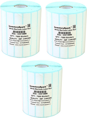 

InventorySpark 33X15MM Barcode Label Pack of 3 Self-adhesive Paper Label(White)