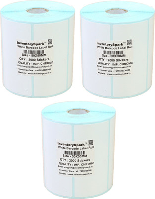 

InventorySpark 50X50MM Barcode Label Pack of 3 Self-adhesive Paper Label(White)
