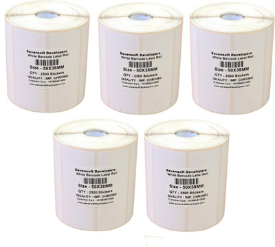 Sevensoft Developers 50X38MM Barcode Label Set of 5 Self-adhesive Paper Label(White)