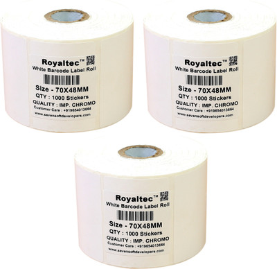 

Royaltec 70X48MM Barcode Set of 3 Self-adhesive Paper Label(White)