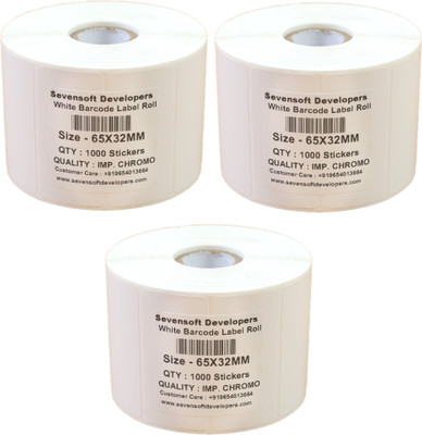 

Sevensoft Developers 65X32MM Barcode Label Set of 3 Self-adhesive Paper Label(White)