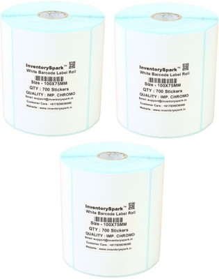

InventorySpark 100X75MM Barcode Label Pack of 3 Self-adhesive Paper Label(White)
