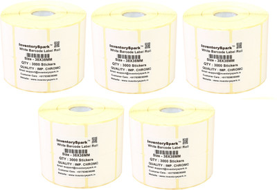 

InventorySpark 38X38MM Barcode Label Pack of 5 Self-adhesive Paper Label(White)