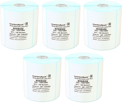

InventorySpark 100X75MM Barcode Set of 5 Self-adhesive Paper Label(White)