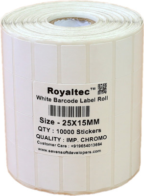 Royaltec 25X15MM Barcode Label (1X0.6 INCH) Self-adhesive Paper Label(White)