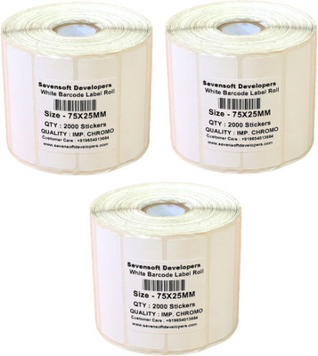 

Sevensoft Developers 75X25MM Barcode Label Set of 3 Self-adhesive Paper Label(White)