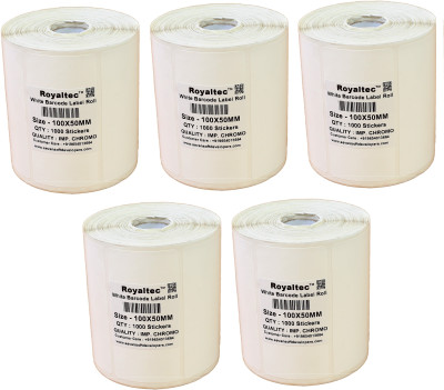 

Royaltec 100X50MM Barcode Label Set of 5 Self-adhesive Paper Label(White)